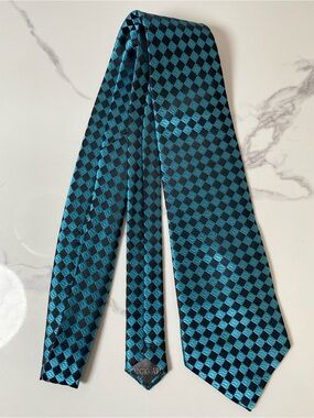Giorgio Armani Handmade Silk‎ Tie Geometric Italy Blue Men's Tie